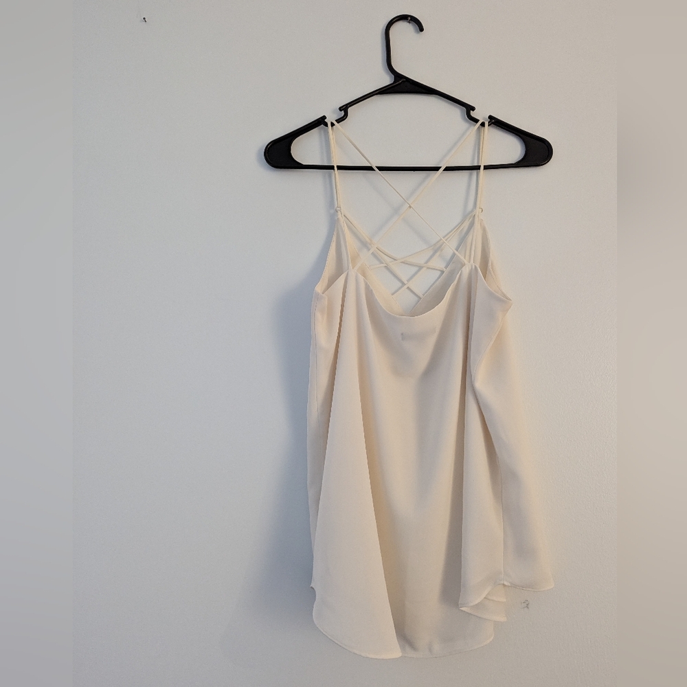 Express White Silky Strappy Criss-Cross Tank Top - Flowy & Bridal Chic - Picture 3 of 6